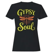 Gypsy Soul Boho Art Women's Black T-shirt