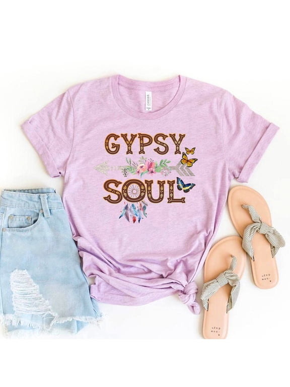 Gypsy Soul T-shirt, Boho, Festival Tee, Hippie Top, Shirts, Mom Tee, Free Spirit Top, Happy, Gypsy Tee All Size S-5Xl