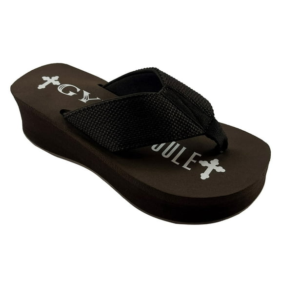 Gypsy Soule Platform Wedge Flip Flops, 2in Comfort Heel Thong Sandals,Brown