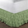 thumbnail image 1 of Gypsy Twin Sage Ruffled Bed Skirt Wrap Around Layered Solid Bed Dust Ruffle 20" Inch Drop, 1 of 1