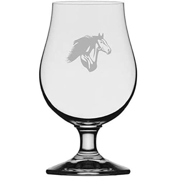 Gypsy Vanner Face Horse Themed Etched 13.25oz Iona Beer Glass