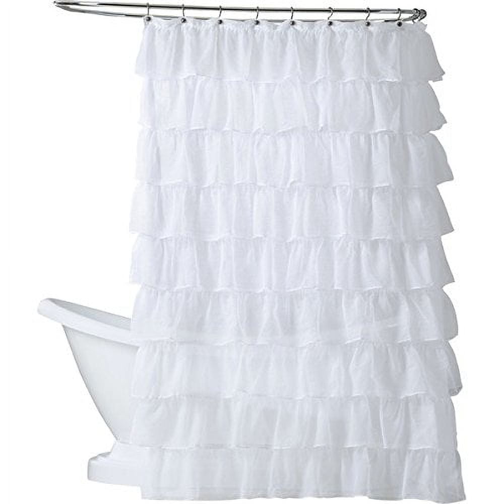 White ruffle shower curtain discount
