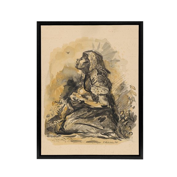 Gypsy and Lark Watercolour Kubincan Black Framed Canvas Wall Art Print 24x32"