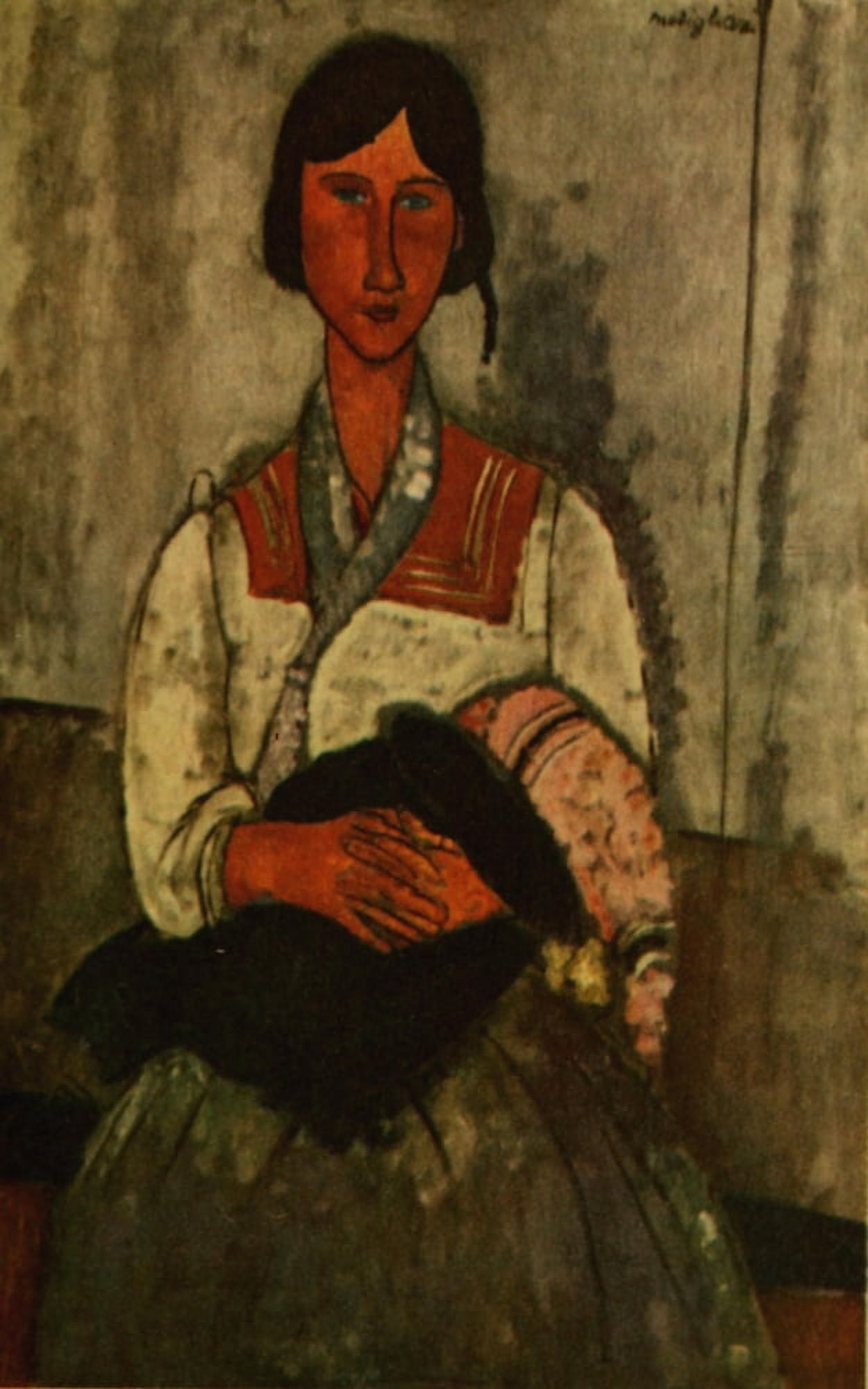 Gypsy woman & child 1919 Canvas Art - Amedeo Modigliani (18 x 24)