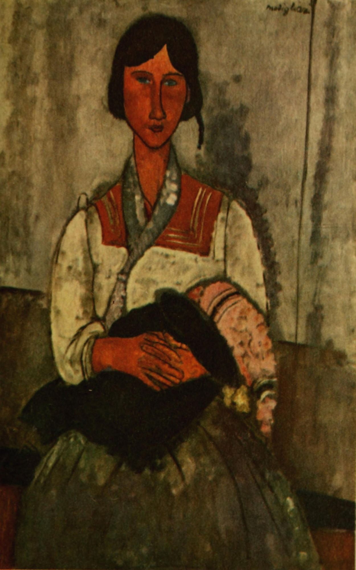 Gypsy woman & child 1919 Canvas Art - Amedeo Modigliani (24 x 36)