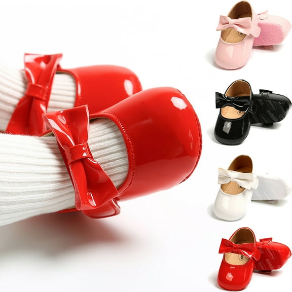 Gyratedream 0-18M Baby Girl Princess Bow Crib Shoes Patent Leather Party Dress Outfit Shoes