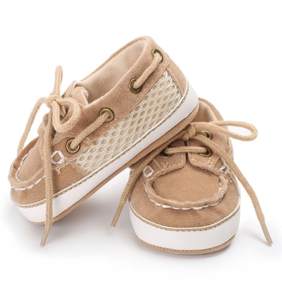 Gyratedream 0-18M Baby Girls Boys Leather Soft Sole Crib Shoes Lace-up Flat Boat Shoe