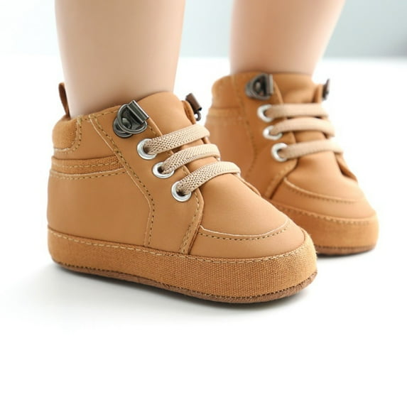 Gyratedream 0-18M Baby Girls Boys PU Leather High-Top Moccasins Soft Sole Shoes