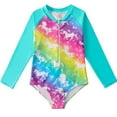 thumbnail image 1 of Gyratedream 1-8 Years Girls Rainbow Long Sleeve Rash Guard UPF 50+ One-Pieces Swimsuit, 1 of 11