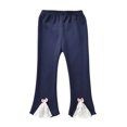 thumbnail image 1 of Gyratedream 1-8Y Toddler Kids Autumn Lace Embroidery Bell Bottom Baby Girls Pleuche Pants Long Flare Trousers, 1 of 1