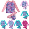 thumbnail image 1 of Gyratedream 2-10T Little Big Girls Long Sleeve Two Pieces Rash Guard Swimsuit Bathing Suit, 1 of 12
