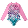 thumbnail image 1 of Gyratedream 2-12 Years Girls Mermaid Long Sleeve Rash Guard UPF 50+ One-Pieces Swimsuit, 1 of 11