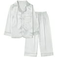 thumbnail image 1 of Gyratedream 3-14Y Child Girl Boy Silk Satin Button Down Long Sleeve Pajamas Set Sleepwear, 1 of 8