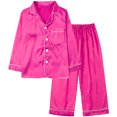 thumbnail image 1 of Gyratedream 3-14Y Child Girl Boy Silk Satin Button Down Long Sleeve Pajamas Set Sleepwear, 1 of 8