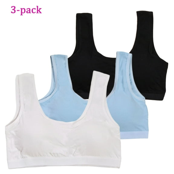 Gyratedream 3 Pack Girls Pads Training Bra Teenage Cami Sports Bralette Crop Tops for 28-38 Size