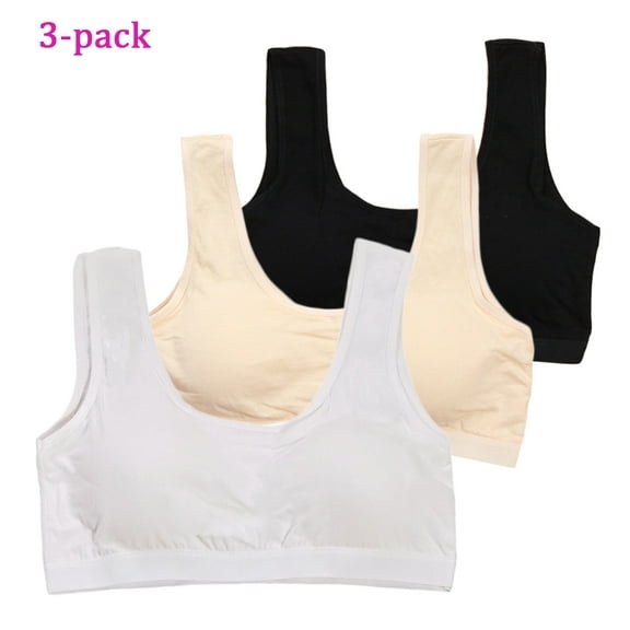 Gyratedream 3 Pack Girls Pads Training Bra Teenage Cami Sports Bralette Crop Tops for 28-38 Size