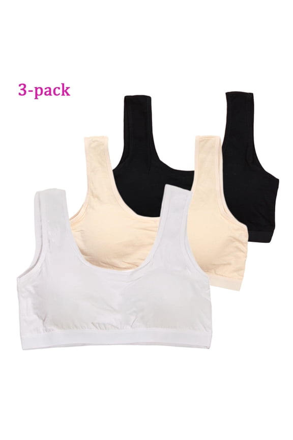 3 Pack Girls Pads Training Bra Teenage Cami Sports Bralette Crop Tops for 28-38 Size