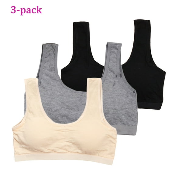 Gyratedream 3 Pack Girls Pads Training Bra Teenage Cami Sports Bralette Crop Tops for 28-38 Size