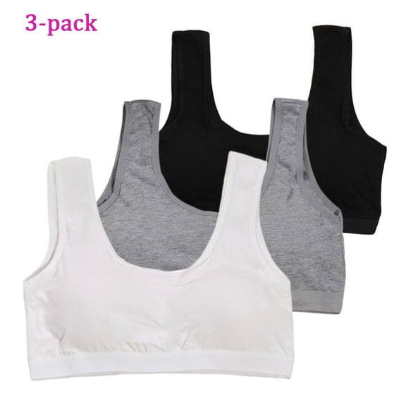 Gyratedream 3 Pack Girls Pads Training Bra Teenage Cami Sports Bralette Crop Tops for 28-38 Size