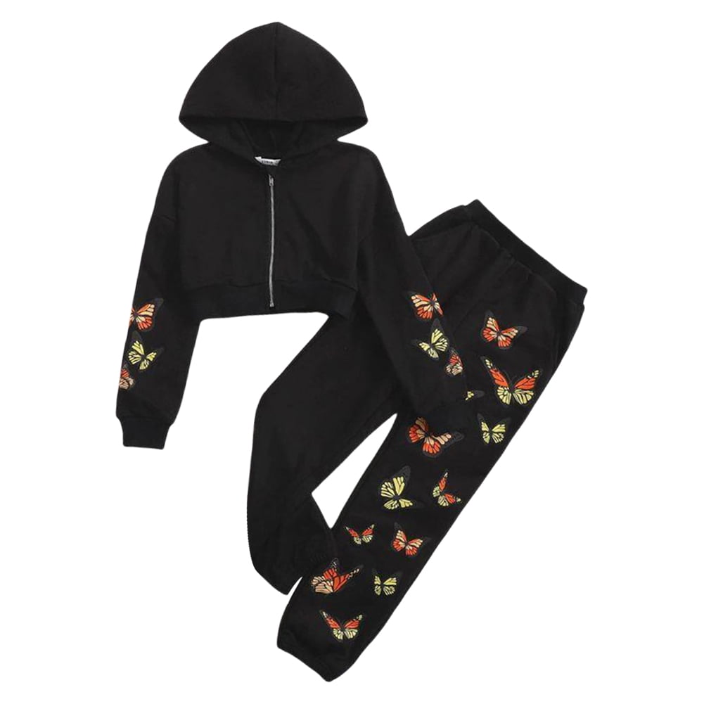 Gyratedream 6-10T Child Girls Zip Up Hoodie Sweatpants Fall