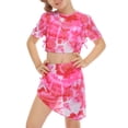 thumbnail image 1 of Gyratedream 6-14 Years Girls Pink Tie-dye Bikini Set with Cover Up Drawstring Crop Tops Skirt 4PCS Swimsuit Bathing Suit, 1 of 8