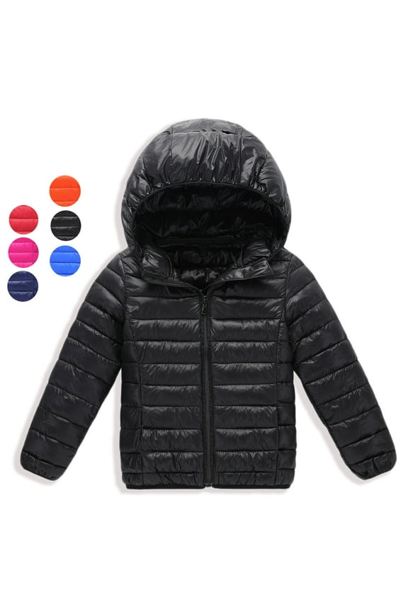 7-16Y Big Child Solid Color Lightweight Puffer Jacket Boy Girl Hooded Winter Coat
