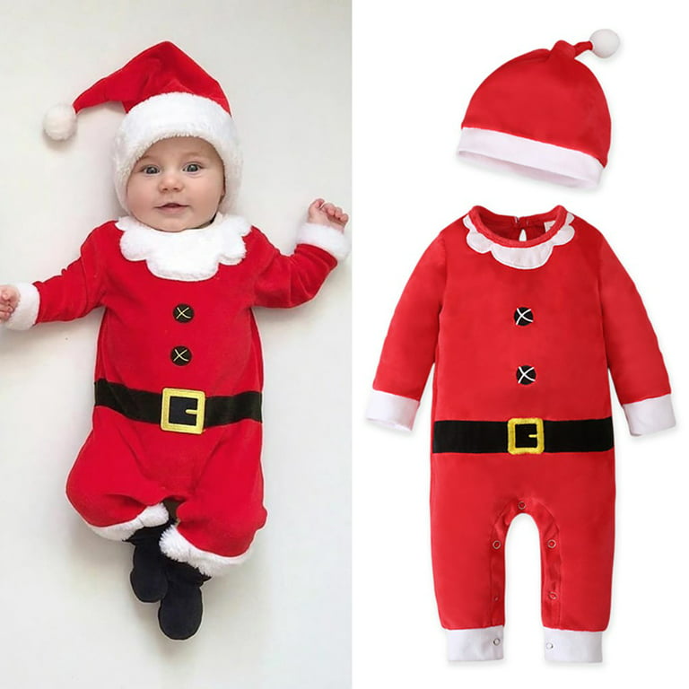 Gyratedream Baby Christmas Santa Claus Outfits Onesies Jumsuit for Newborn Infant Toddler Boys Girls Christmas Clothes, Infant Boy's, Size: 0/6M, Red