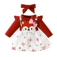thumbnail image 1 of Gyratedream Baby Girl Clothes Newborn Fox Printed Romper Dress Long Ruffle Sleeve Outfits Floral Suspender Skirt Overall Infant Jumpsuit Set, 1 of 11
