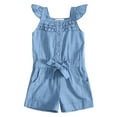 thumbnail image 1 of Gyratedream Baby Girls Denim Rompers Jumpsuit Sleeveless Tops Shorts Outfit Set, 1 of 9