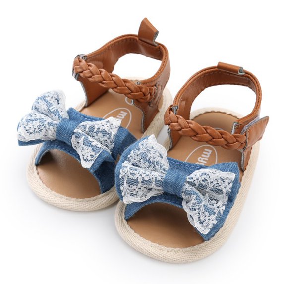 Gyratedream Baby Girls Lace Bowknot Outdoor Soft Sole Sandals Summer Princess Shoes,0-18M