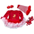 thumbnail image 1 of Gyratedream Baby Girls My 1st Christmas Romper Tutu Dress Leg Warmers Shoes Headband 4Pcs Xmas Outfit Set, Size 0-3M, 1 of 1