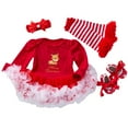 thumbnail image 1 of Gyratedream Baby Girls My 1st Christmas Romper Tutu Dress Leg Warmers Shoes Headband 4Pcs Xmas Outfit Set, Size 6-12M, 1 of 1