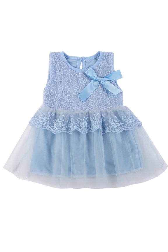 Baby Girls Sleeveless Lace Tulle Tutu Princess Dress Wedding Baptism Gown Floral Dresses, Blue