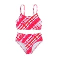 thumbnail image 1 of Gyratedream Baby Girls Suspender Swimsuits 2 Piece Bikini Set Toddler Kids Quick Dry Print Tankini Sets Bathing Suits for 8 Years-12 Years, 1 of 7
