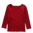 thumbnail image 1 of Gyratedream Baby Girls Toddler Kids Ruffle Long Sleeve Plain Knitted Sweater Basic Tops, 1 of 6