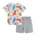 thumbnail image 1 of Gyratedream Baby Kids Boys Cotton Outfits Cartoon Dinosaur Print Short Sleeve T-shirt Top + Solid Color Elastic Waistband Shorts 2 Piece Sets Toddler Clothes for 2-7 Years, 1 of 5