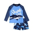 thumbnail image 1 of Gyratedream Baby Toddler Boys Short Sleeve Sunsuit Swimwear UPF 50+ Pullover Rash Guard and Swim Trunks Two Piece Outfit Set Kids Shark Print Swimsuit for 1-7 Years, 1 of 8