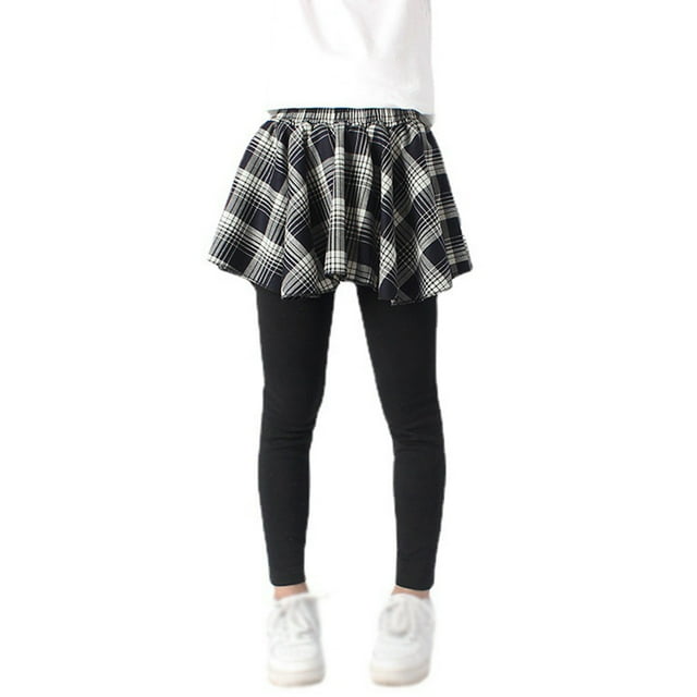 Gyratedream Big Girl Skirt Leggings Plaid Skirt Stretchy Cotton Tutu