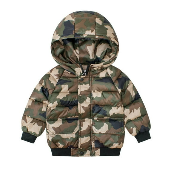 Gyratedream Children'S Late Autumn And Winter Cotton Jacket Camouflage Jacket Boys' Windproof Outwear with Hood