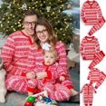 thumbnail image 1 of Gyratedream Elk Striped Christmas Matching Family Pajamas Sets Long Sleeve Pullover Pants PJs Loungewear, 1 of 7
