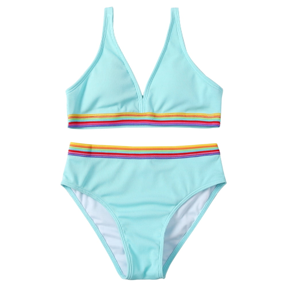 Gyratedream Girls 2-Piece V-Neck Swimsuit Spaghetti Strap Bathing Suit ...