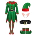 thumbnail image 1 of Gyratedream Girls Christmas Elf Costume Set Santa Helper Velvet Dress with Belt Girls' Xmas Over Knee Thigh Socks Hat Kids Set, 1 of 6