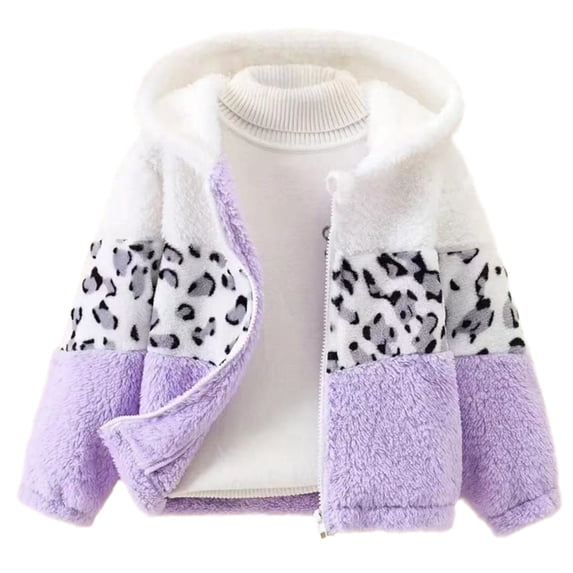 Gyratedream Girls Fleece Jacket Zip Up Sherpa Coat Kids Fall Hoodie Fuzzy Sweatshirt Coat Outwear 2-8 Years