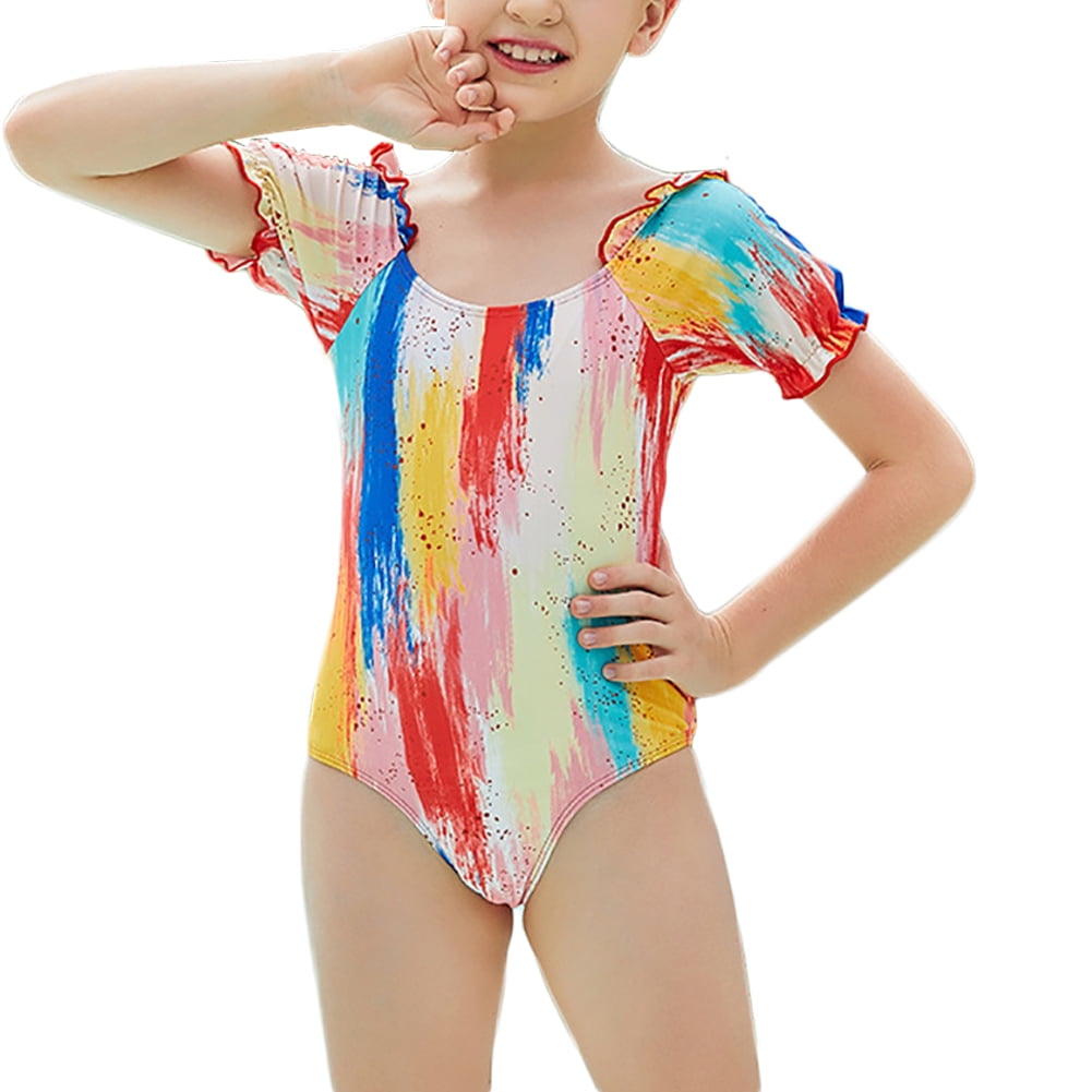 Gyratedream Girls Graffiti Colorful Swimsuit One-Piece Short