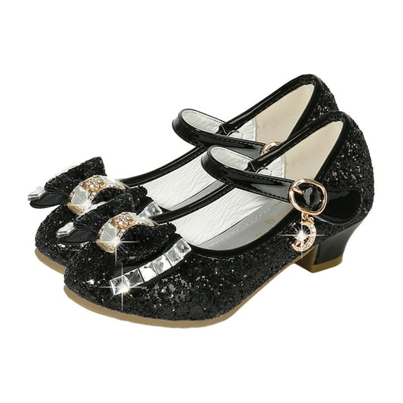 Gyratedream Girls High Heel Dress Shoes Mary Jane Wedding Party Shoes Sparkle Glitter Princess Shoes for Kids Toddler