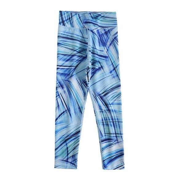 Gyratedream Girls Leggings, Girls Active Workout Marble Print Leggings Casual Yoga Pants Tights Trousers for 5-6 Years Blue