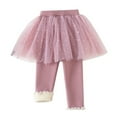 thumbnail image 1 of Gyratedream Girls Leggings with Lace Ruffle Tutu Skirt Fleece Lined Footless Tights Winter Warm Pants, 1 of 9