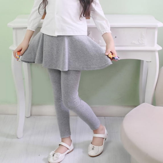 Gyratedream Girls Leggings with Skirt Warm Kids Leggings Tutu Pants Footless Stretchy Tights 3-11 Years
