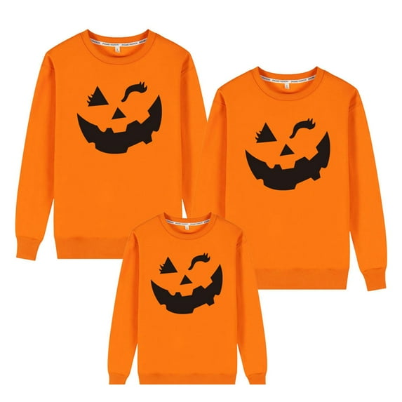 Gyratedream Halloween Ghost Pumpkin Face Sweatshirts Long Sleeve Crew Neck Pullover Tops