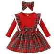 thumbnail image 1 of Gyratedream Infant Baby Girl Christmas Dress Long Sleeve Ribbed Dress with Headband 2Pcs Xmas Outfits, Size 6-9M, 1 of 7